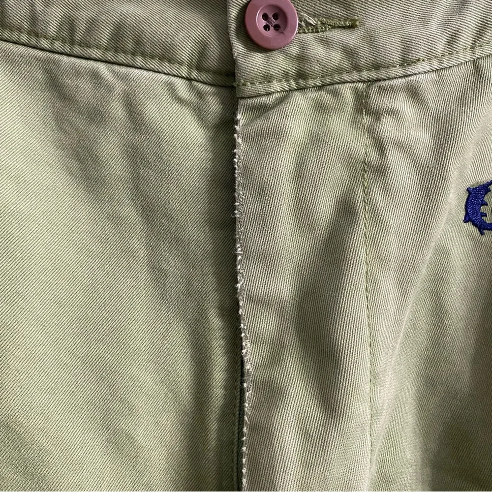 J. Crew VTG “Critter” “Destroyed”Shorts Marlin Embroidery Distressed Green Sz 36
